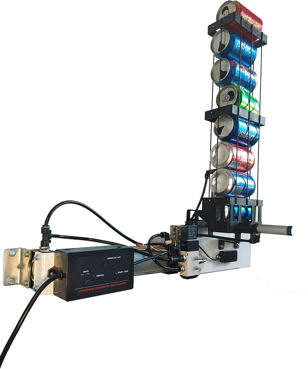 NKAIKE Auto Aluminum Can Crusher, Electric Pneumatic Cylinder Soda Beer Can Crusher, Eco-Friendly Recycling Tool (Electric Style)