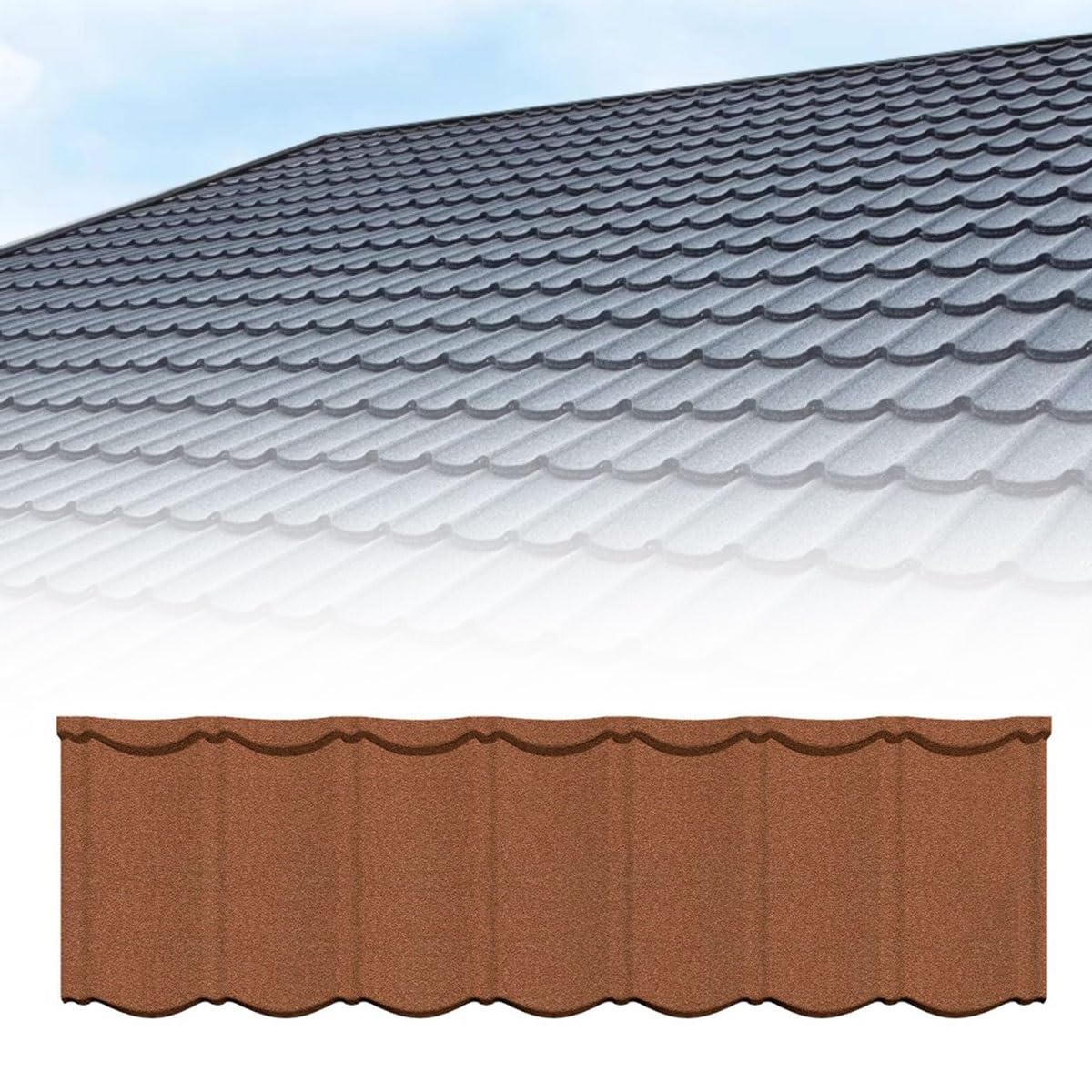 Metal Roofing Shingles for Home, Galvanized Steel Roof Tiles, 52.7" X 16.5" Corrugated Roofing Panels, for Outdoor Storage Shed, Garage, Barn, Patio(A)
