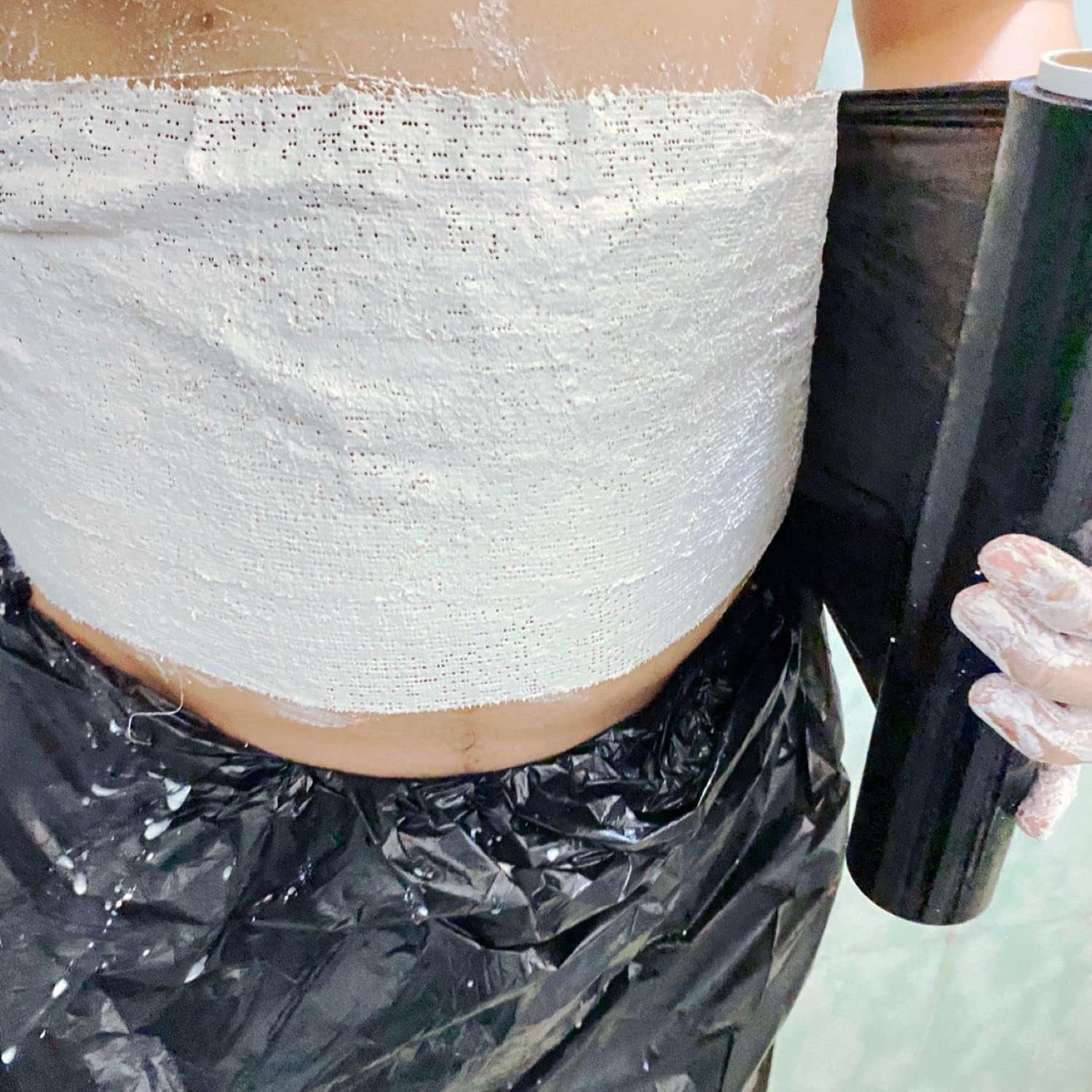 Extra Wide 8 Inches Yeso Wraps (5 Rolls)& Osmotic Plastic Wrap (1 Roll) Waist Wraps&Sweater Enhancer