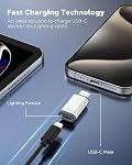 MoKo Lightning to USB-C Adapter for iPhone 17 16 15, Charge Only, 4 PCS | Not for Earphone/Portable Storage Devices/iPencil, Charging Only, Lightning Female to USB-C Male, For USB-C Phone, White/Gray