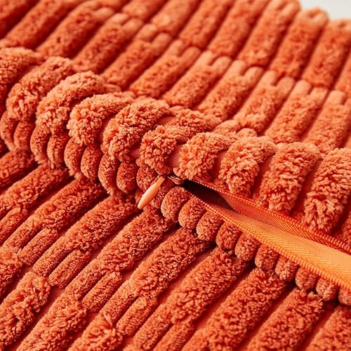 Miniatura 3 de Sunday Praise Paquete de 2 fundas de almohada decorativas de pana de 24 x 24 pulgadas, fundas de almohada cuadradas de rayas bohemias suaves para