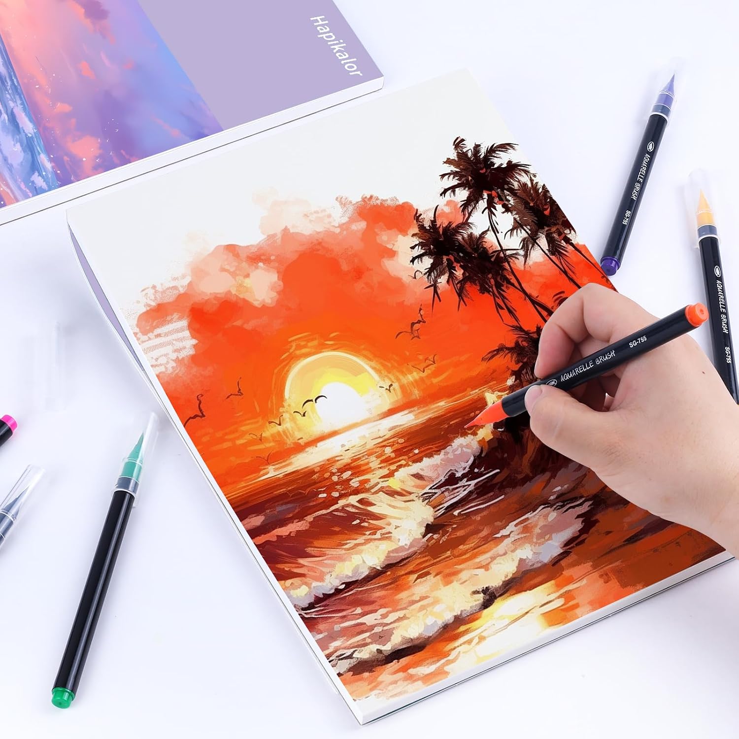 Watercolor Paper Pad 9x12, 140lb/300gsm Cold Press Drawing Paper, 20 Sheets Acid-Free Artist Sketchbook for Wet Media, Gouache & Acrylic, Double Sided Painting Paper (Purple Cover)