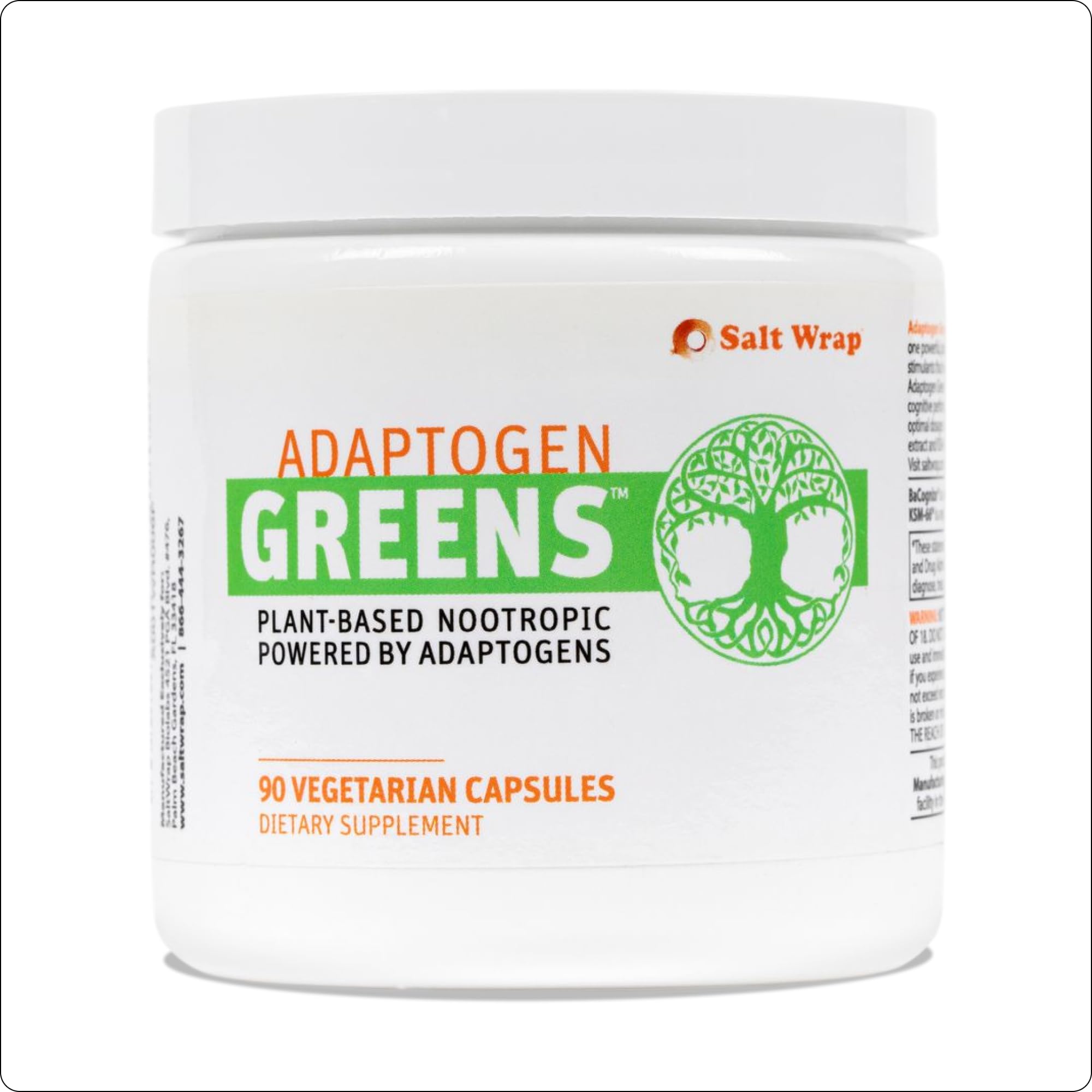 SaltWrap Adaptogen Greens - Caffeine-Free Nootropic for Stress & Focus 90ct