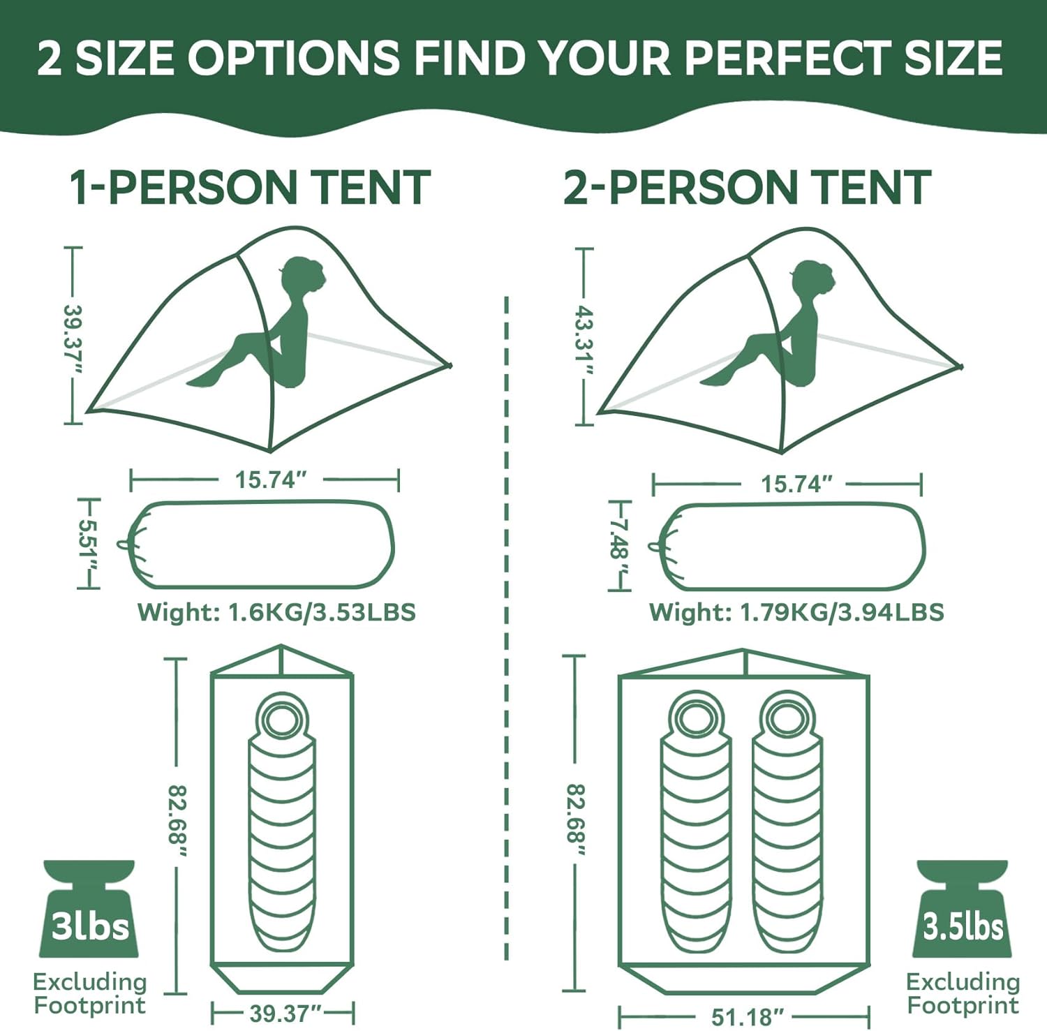 1-2 Person Lightweight Backpacking Tent - Waterproof Tent for 3 Season, Ultralight Camping Tent for Outdoor, Easy Setup for Sports, Hiking, Travel by Croosseoutdoors