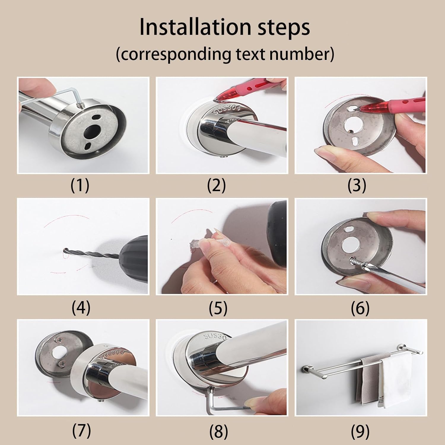 Towel Rails, Dual Rod Lotower Rack with Installation Hardware, Multifunctional Stainless Steel Towel Hanger, Kitchen Bathroom Towel Bar/90Cm/a