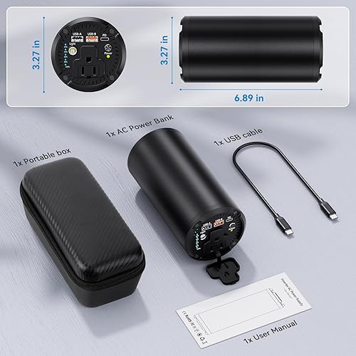 Miniatura 8 de Banco de energía portátil con salida de CA de 100 W, 98 Wh27000 mAh con 65 W PD USB C, batería portátil de viaje para computadora portátil para HP,