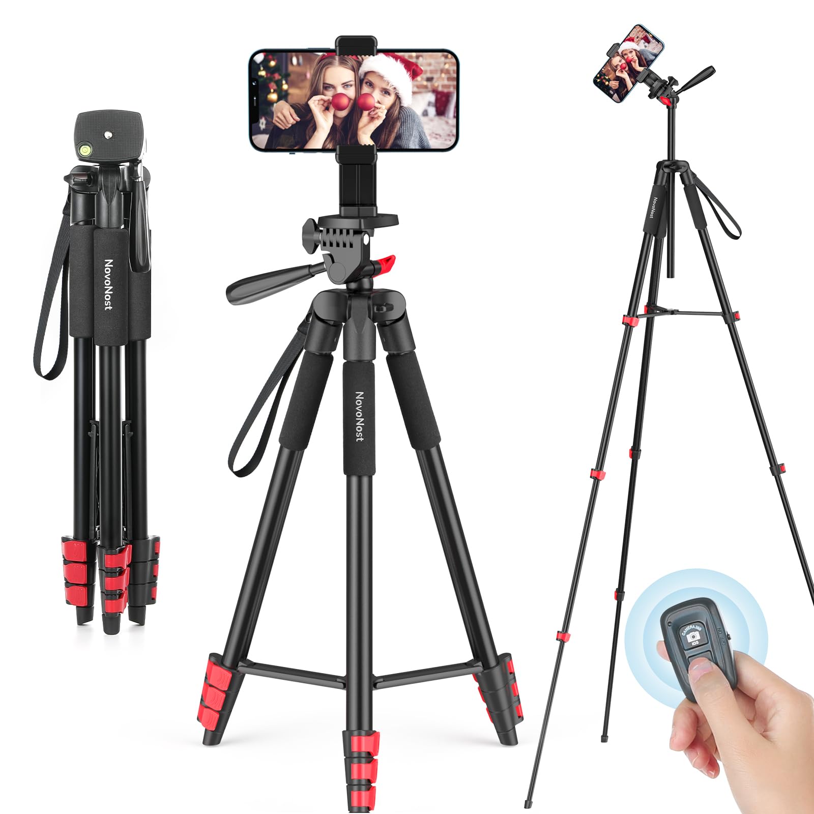 65 Phone Tripod Stand Tripod for iPhone Camera with Wireless Remote Cellphone Holder for Video Recording Selfies Live