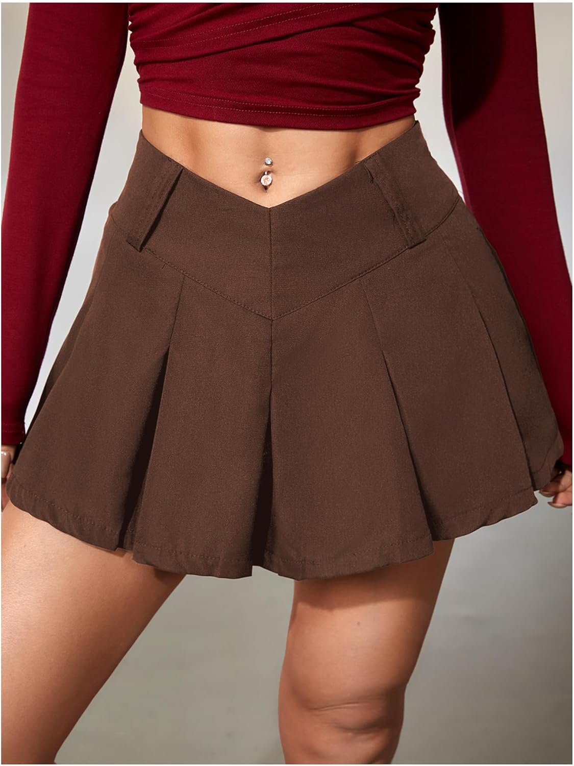 MakeMeChic Women's Summer Y2K Pleated Tiered Low Waist Crossover Mini Skirt Flared Hem Short Skirts - Image 3