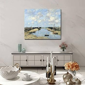 Amazon.co.jp: 画家ユージーン・ブーダンによる水色の港の風景画