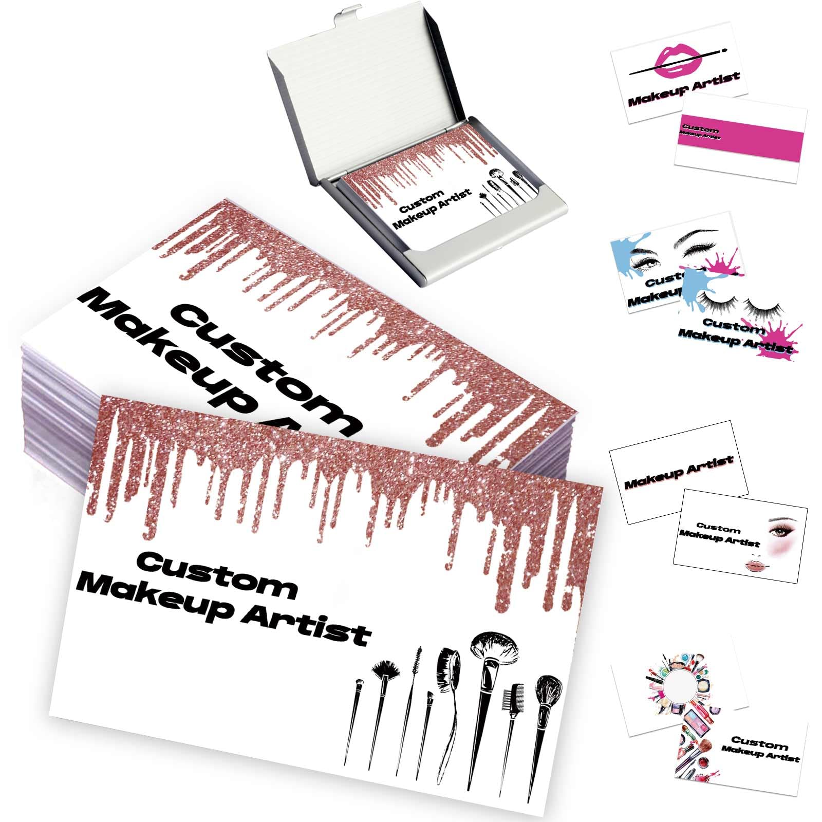 Custom Business Cards with Logo & Photo - Personalised Front & Back - 1000pcs (Makeup Artist Template)