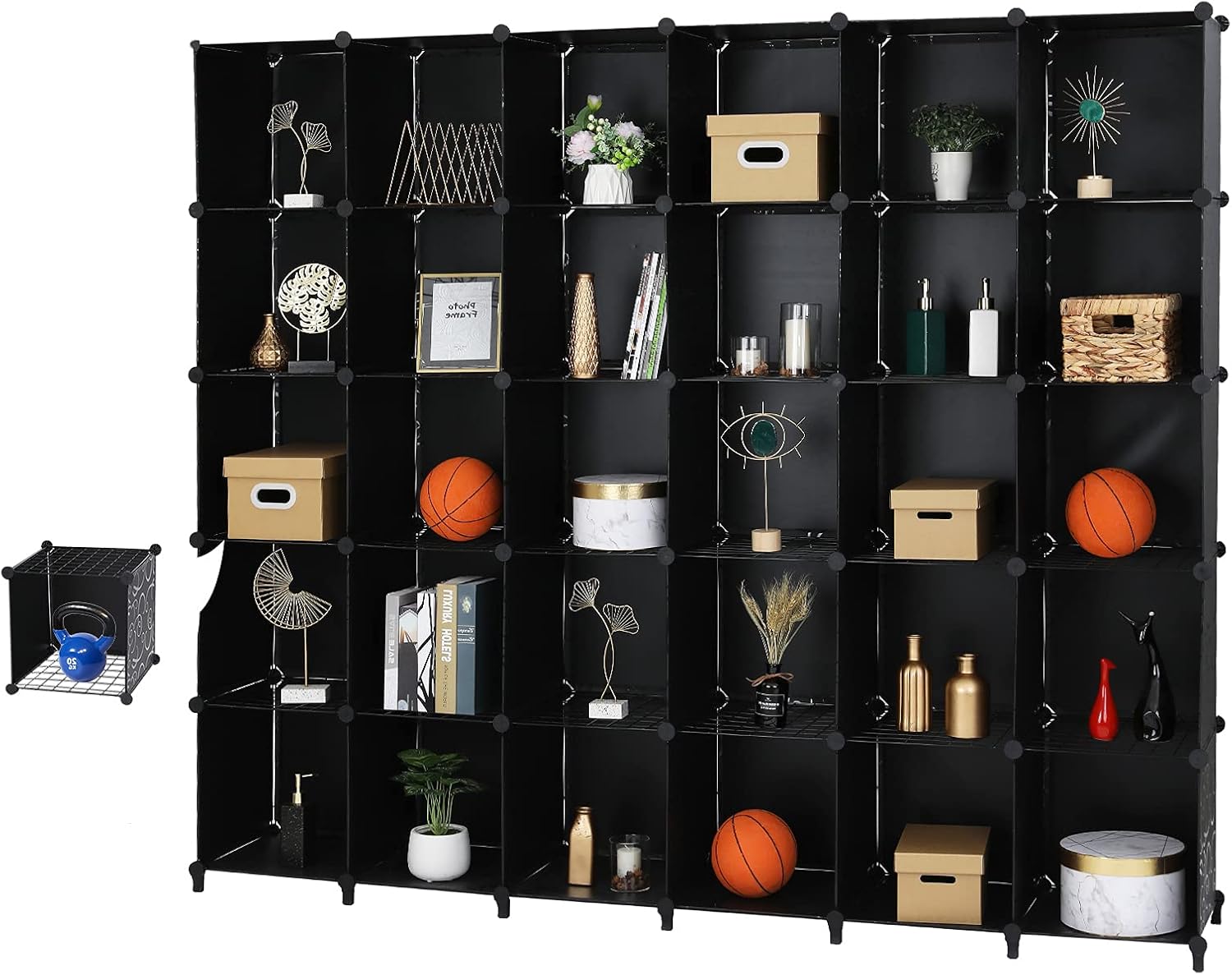 VINGLI DIY Wire Cube Storage, Cube Metal Grids Bookshelf, Modular Shelving Units, Stackable Storage Bins Ideal for Living Room Bedroom, Home, Office (84"x 14"x 71")