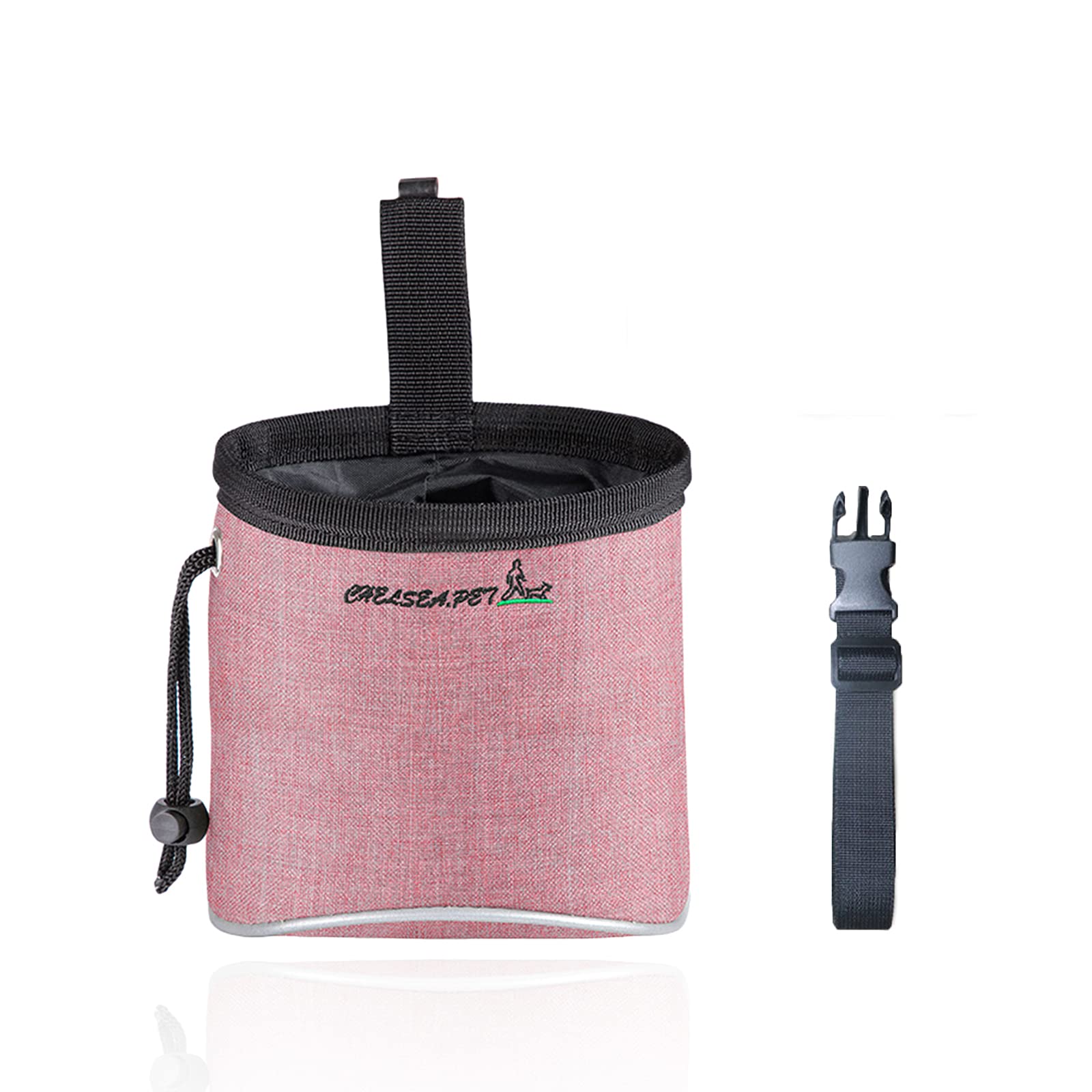 Dog Treat Bag, Waterproof Dog Training Pouch, Hand-Free Dog Walking Bag with Adjustable Waist Belt, Pet Puppy Treat Pouch Bag for Dog Training Walking Travel Outdoor Use(Pink)