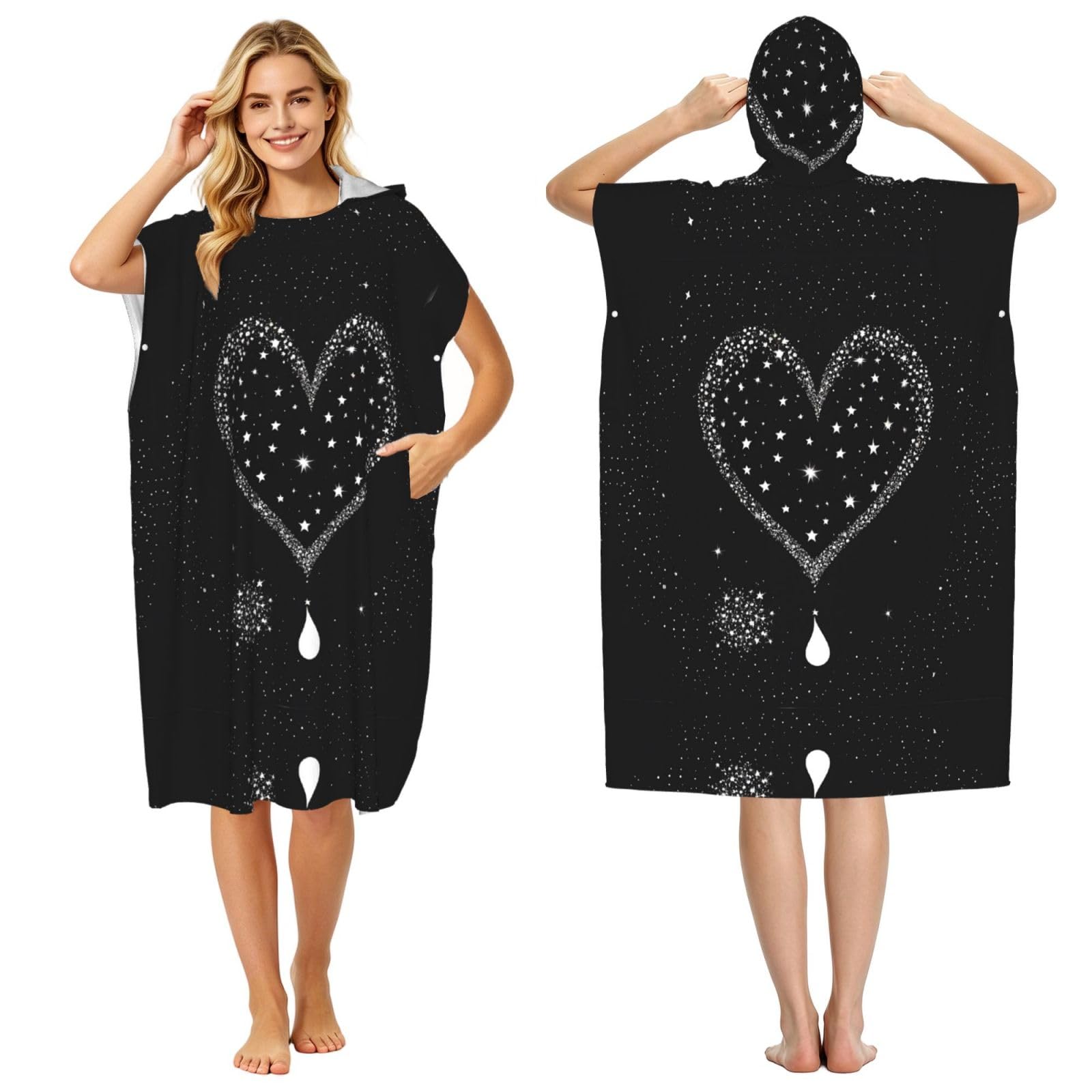 Poncho à capuche en microfibre compact et ultra léger pour le surf et la plage