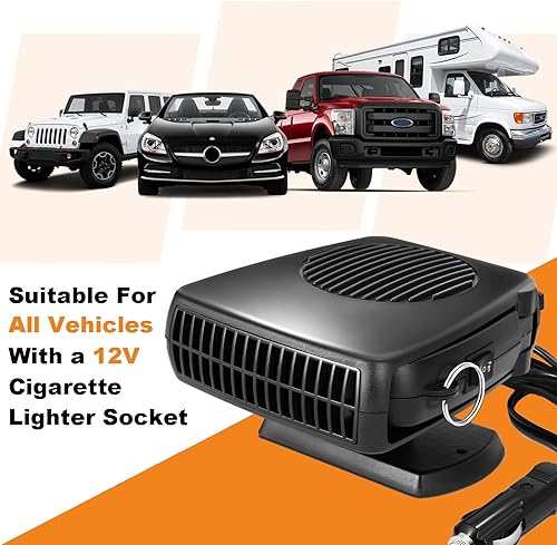 Miniatura 7 de Calentadores de automóvil para vehículo, descongelador de parabrisas portátil de 200 W, calentador de automóvil de 12 V que se conecta al encendedor