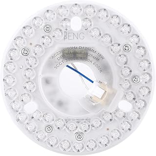 Garosa Kit LED 18W 3 Températures (3000K/4000K/6000K) pour Rénovation de Ventilateur de Plafond 12.5cm avec Fonction Mémoire Installation Facile et Immédiate