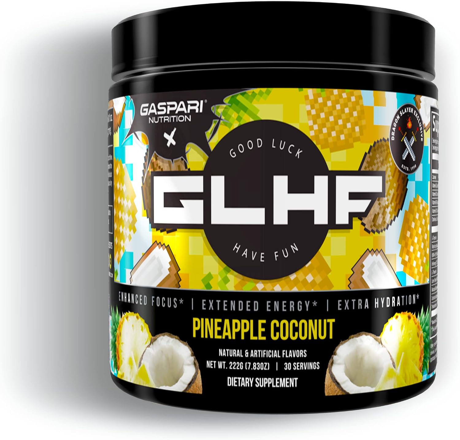 Gaspari Nutrition x GLHF Gaming Energy, Enhanced Focus, Extra Energy, Improved Hydration (30 Servings, Pineapple Coconut)