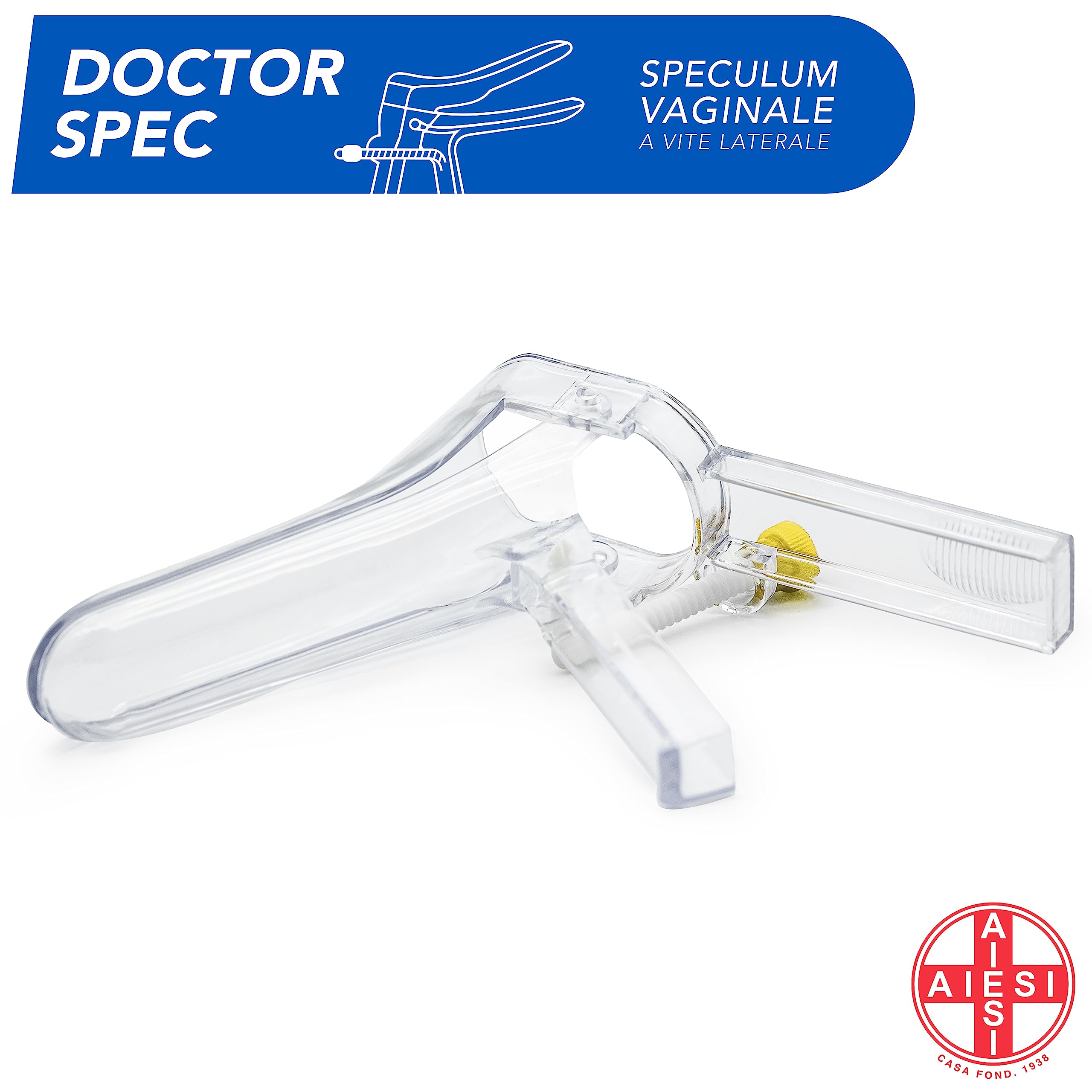 AIESI® Speculum Ginecologico vaginale S (100 pezzi) monouso sterile con regolazione a vite laterale DOCTOR SPEC