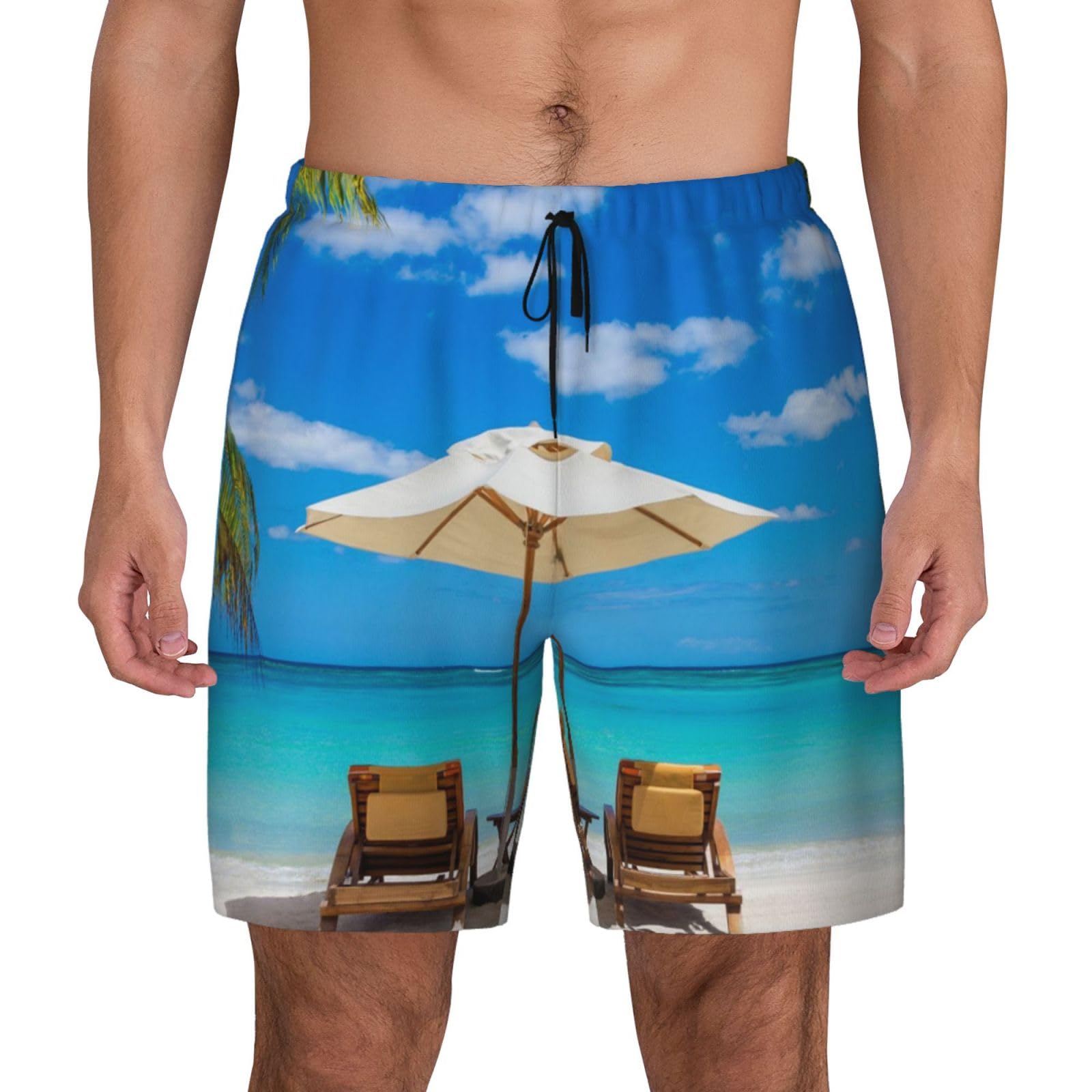 Bañador para hombre con estampado de mar tropical y secado rápido 8