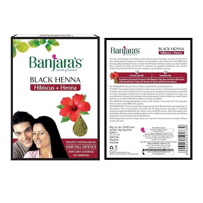 Banjara's Black Henna Hibiscus + Henna - Negro Natural Saludable - 50g miniatura 2