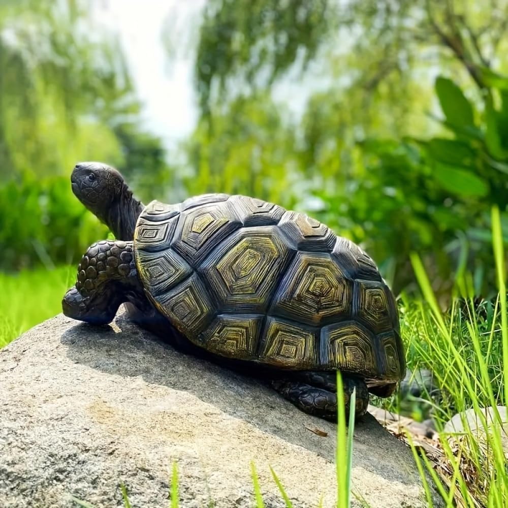 Large Turtle-Shaped Garden Decorative Stool,21.3" Resin Statue, Weather-Resistant Outdoor/Indoor Garden Stool, Patio Plant Stand, Lawn Ornament, Balcony Accent, Unique Gift (Turtle)