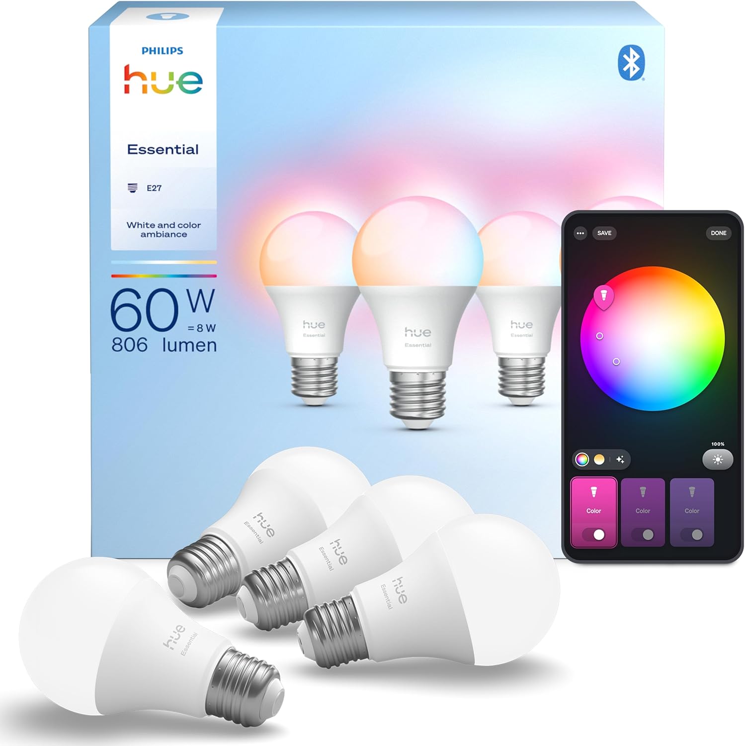 Philips Hue Essential E27 (Colour & White) pack of 3