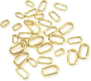 18K Gold Filled Oval Clasp Necklace Connector Spring Clasps Keychain Carabiner Lock Clasps Included for Jewelry Finding Necklace Bracelet Making (14 * 8 * 2MM, Gold)