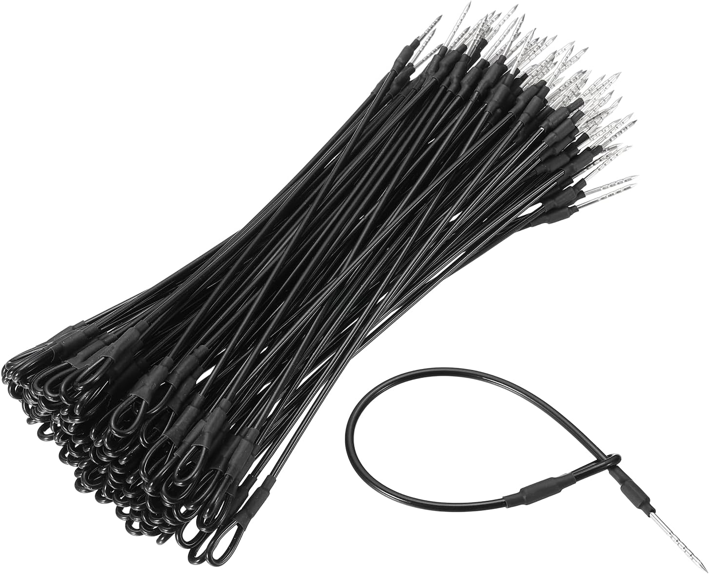 100Pcs Security Tags Lanyards Wire Loop (7" Length, Black) - Anti-Theft Reusable, Magnetic Buckle Tag Loss Prevention Steel Wire Cable Loop, Fits Apparel/Bags/Shoes