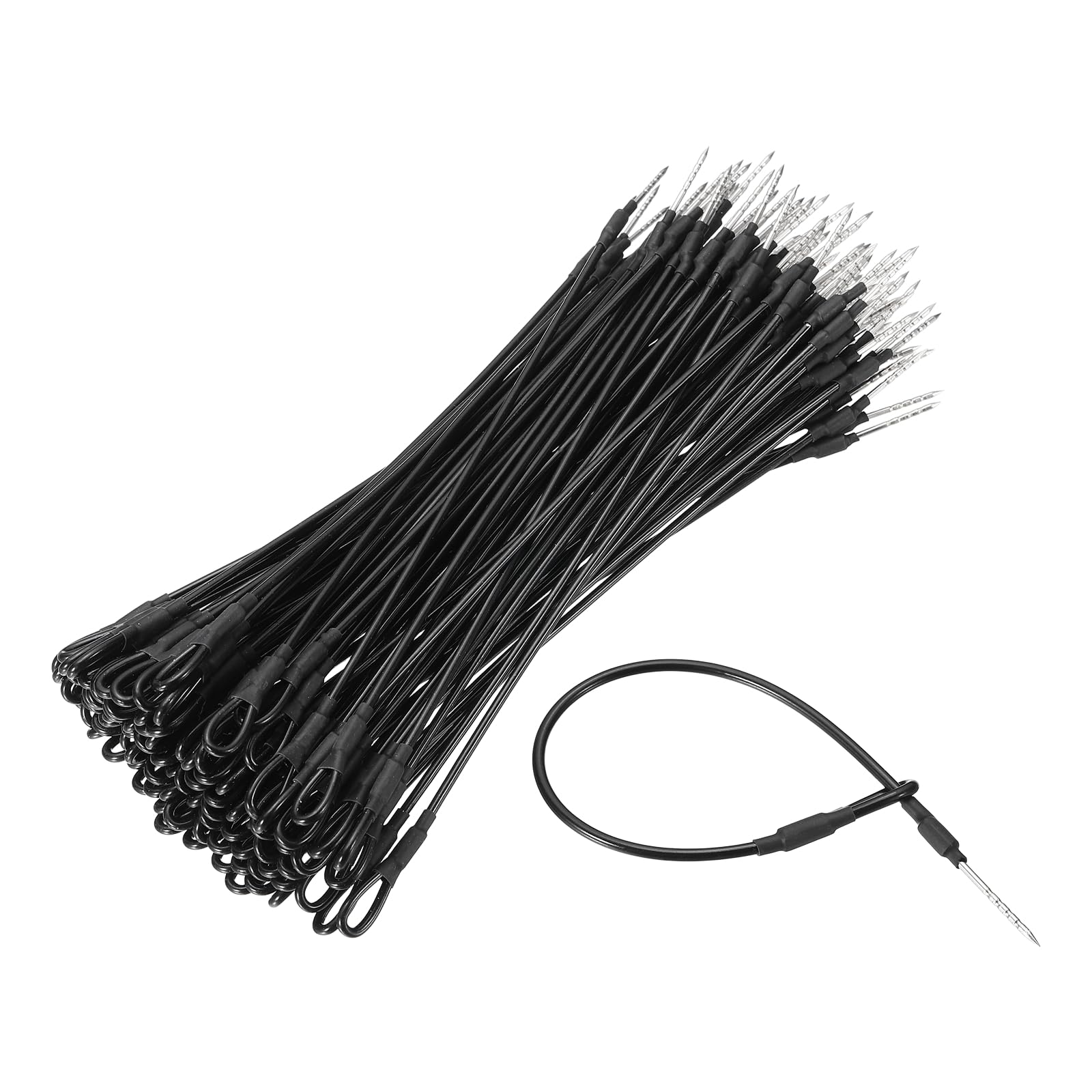 sourcing map 100Pcs Security Tags Lanyards Wire Loop (170mm Length, Black) - Anti-Theft Reusable, Magnetic Buckle Tag Loss Prevention Steel Wire Cable Loop, Fits Apparel/Bags/Shoes