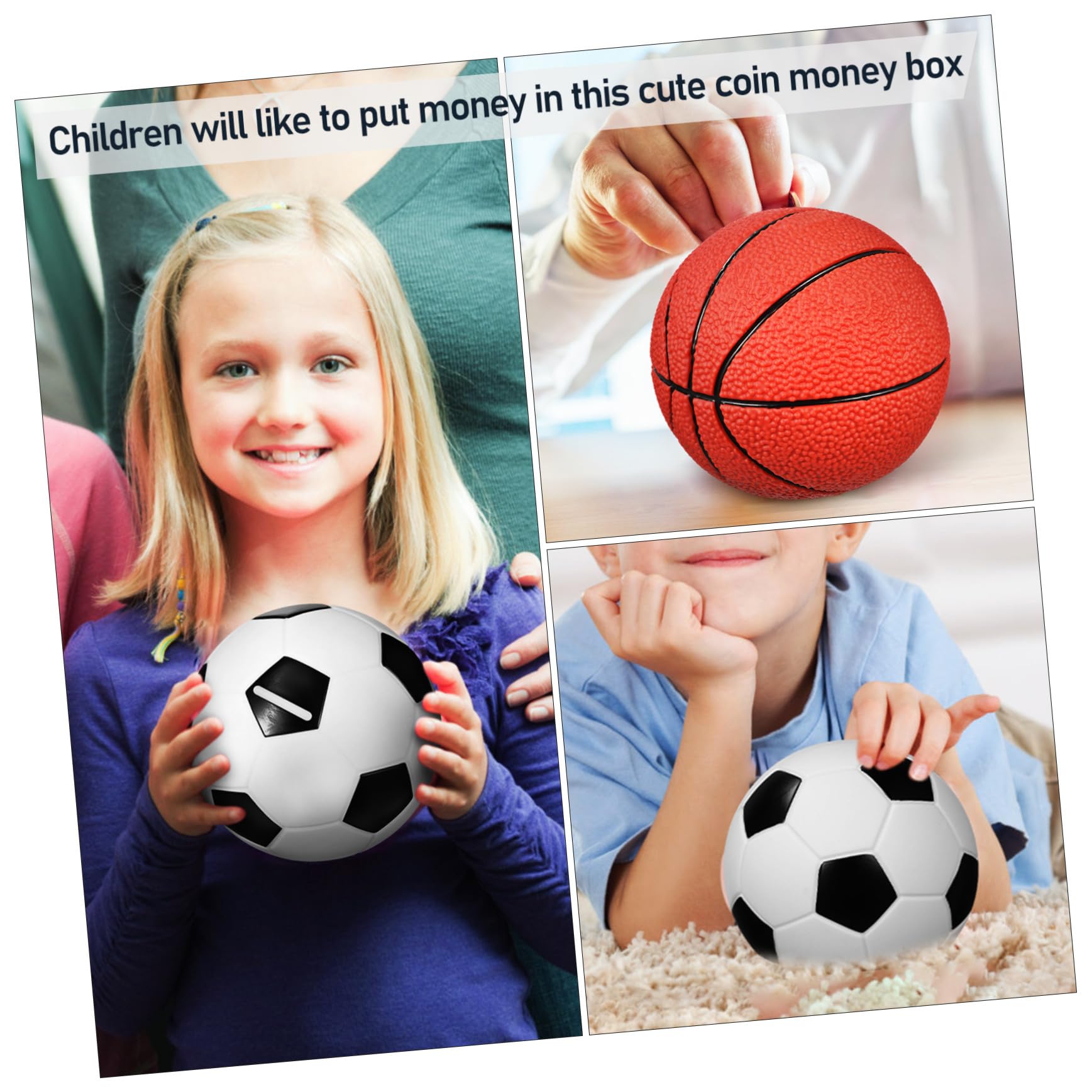 Salvadanaio Pallone Calcio e Basket per Bambini, 2 Pezzi Vinile | Portatile, Salvasoldi Decorativo per Casa e Compleanno, Stile Giocoso e Creativo
