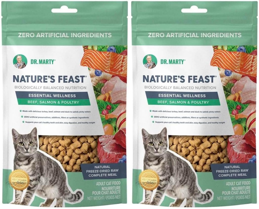 Dr. Marty Nature's Feast Essential Wellness Beef, Salmon and Poultry Dry Cat Food 12 oz (2 Pack)