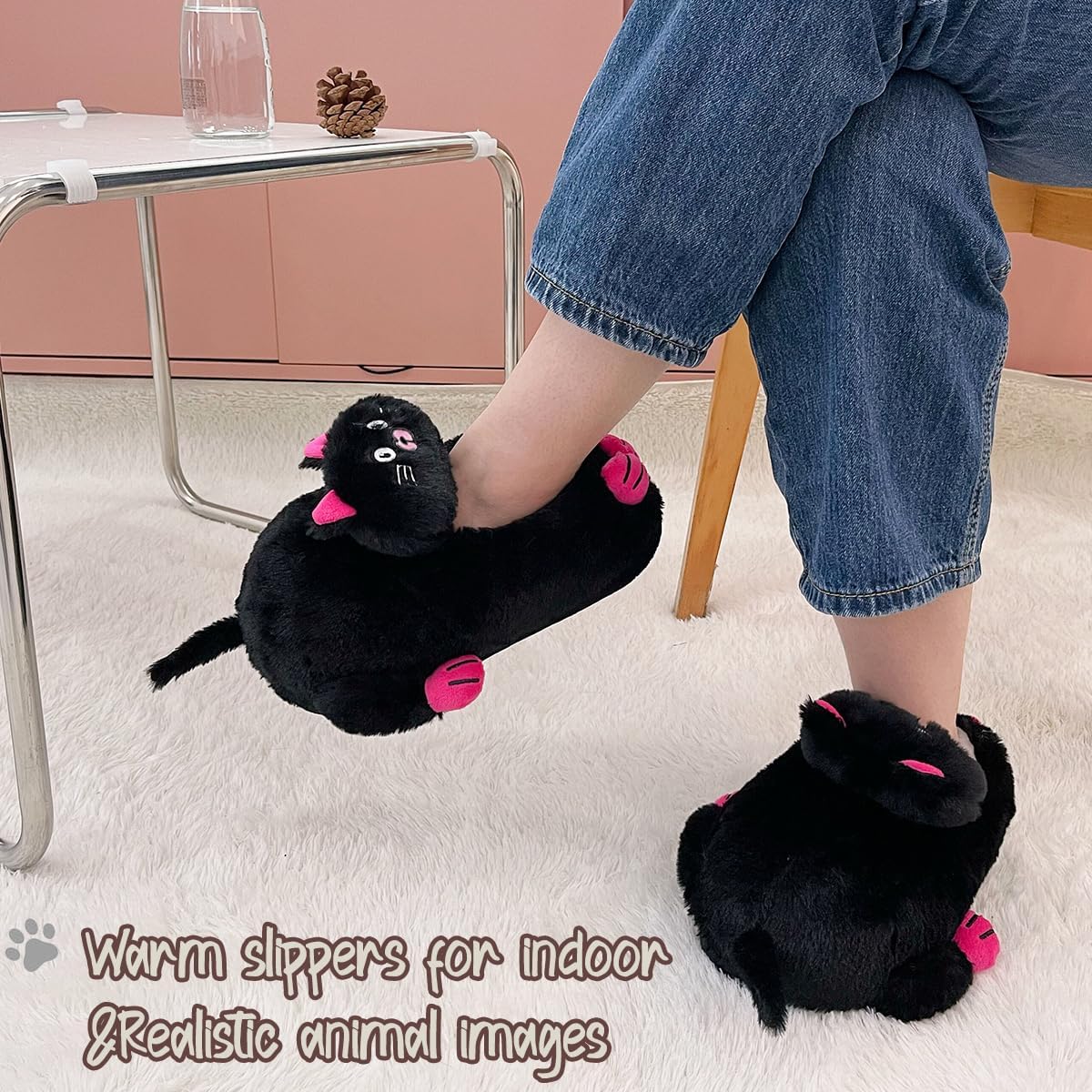 Caramella Bubble Cute Animal Slippers: Fuzzy Memory Foam Cat Slippers for Women, Plush Home Indoor/Outdoor Warm Winter House Shoes - Image 2