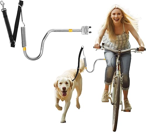 Vista 10 de Correa de bicicleta para perros – Accesorio de bicicleta manos libres para perros, absorción de golpes segura, longitud ajustable, fácil de instalar