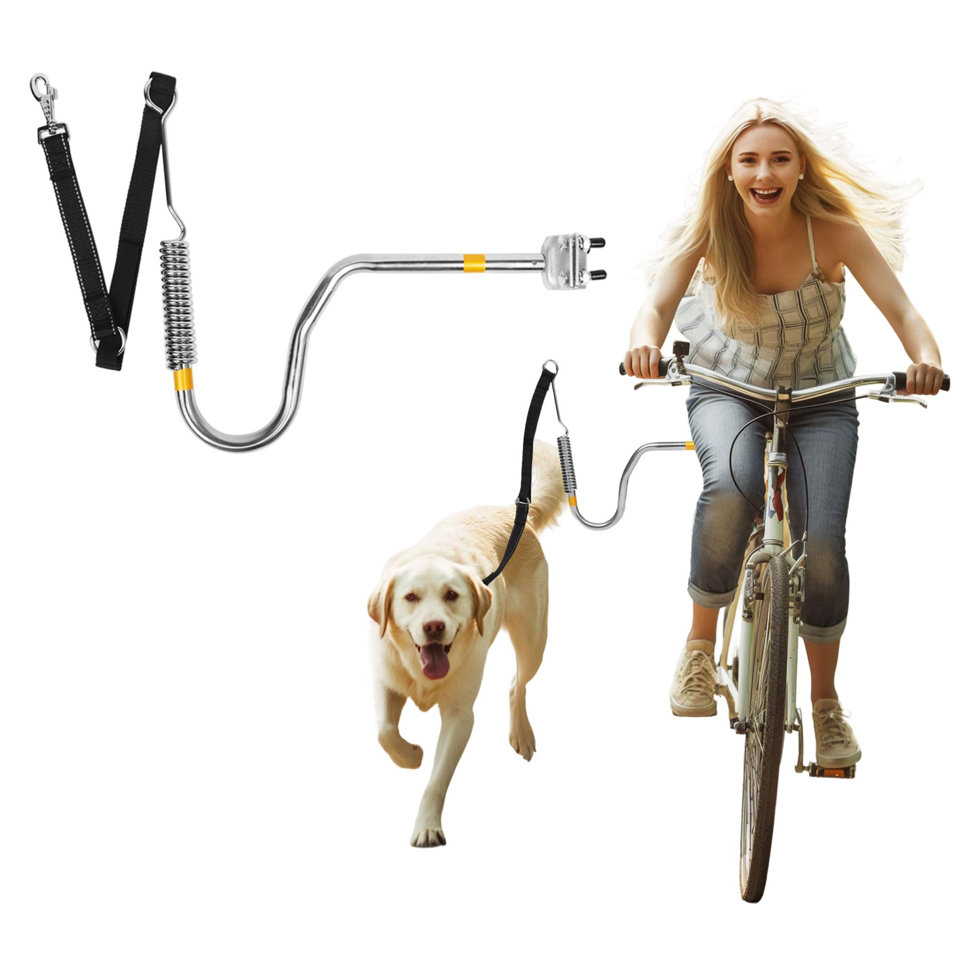 iPetba Dog Bike Leash - Hands-Free Bike Attachment for Dogs, Safe Shock-Absorbing, Adjustable Length, Easy to Install