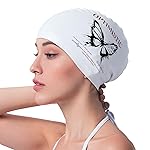 COPOZZ Adult Swim Caps, Silicone Waterproof Comfortable Swimming Cap for Women, Long and Short Hair(Butterfly-12yrs+)
