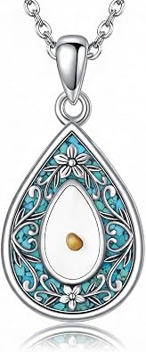URONE Mustard Seed Necklace Sterling Silver Mustard Seed Faith Pendant Necklace Christian Mothers Day Jewelry Gifts for Women