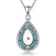 URONE Mustard Seed Necklace Sterling Silver Mustard Seed Faith Pendant Necklace Christian Mothers Day Jewelry Gifts for Women