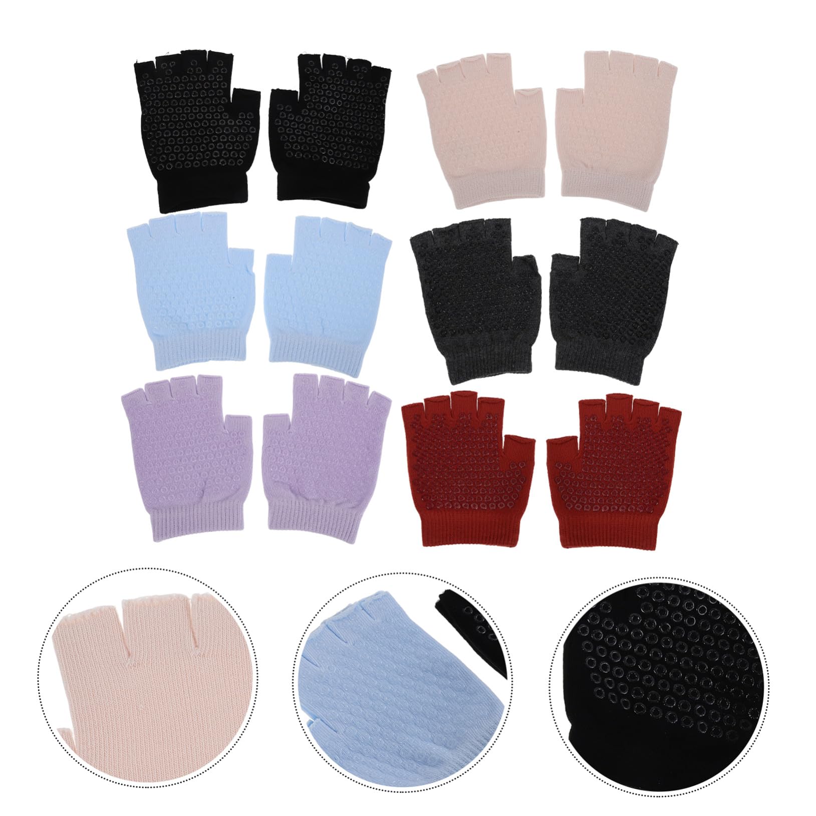 TOYANDONA Guanti da Yoga Antiscivolo Mezze Dita 6 Paia Guanti da Allenamento Palestra senza Dita con Grip Traspiranti per Yoga Aereo Pilates Sollevamento Pesi e Ciclismo