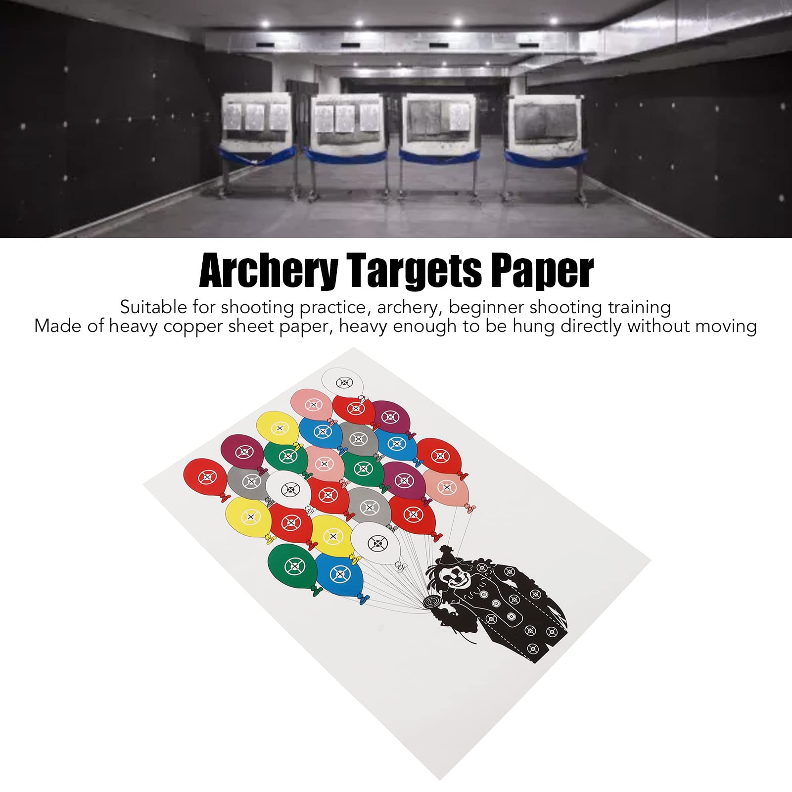 10Pcs Targets Paper Archery Paper Targets Bow Accessories 45x32cm, Heavy Copper Sheet Paper, Suitable for Indoor or Outdoor (Clown Balloon)