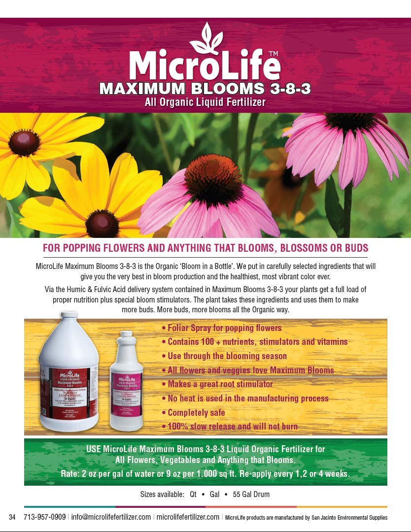MicroLife Maximum Blooms (3-8-3) Professional Grade Organic Liquid Fertilizer Concentrate for All Flowers and Anything That Blooms, 1 Quart - Image 3