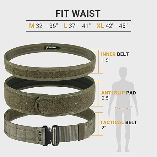 Vista 26 de Cinturón táctico de batalla con hebilla de liberación rápida sistema MOLLE, cinturón resistente para pistola