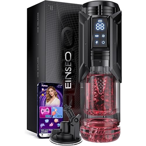 EINSEO Sex Toys for Men Penis Pump - AI Sync Waterproof Male Masturbator Stroker with 7 Sucking Thrusting Rotating & 7 Licking Modes, Adult Toys Pocket Pussy Mens Sex Toy Blowjob Sex Machine Bath Item