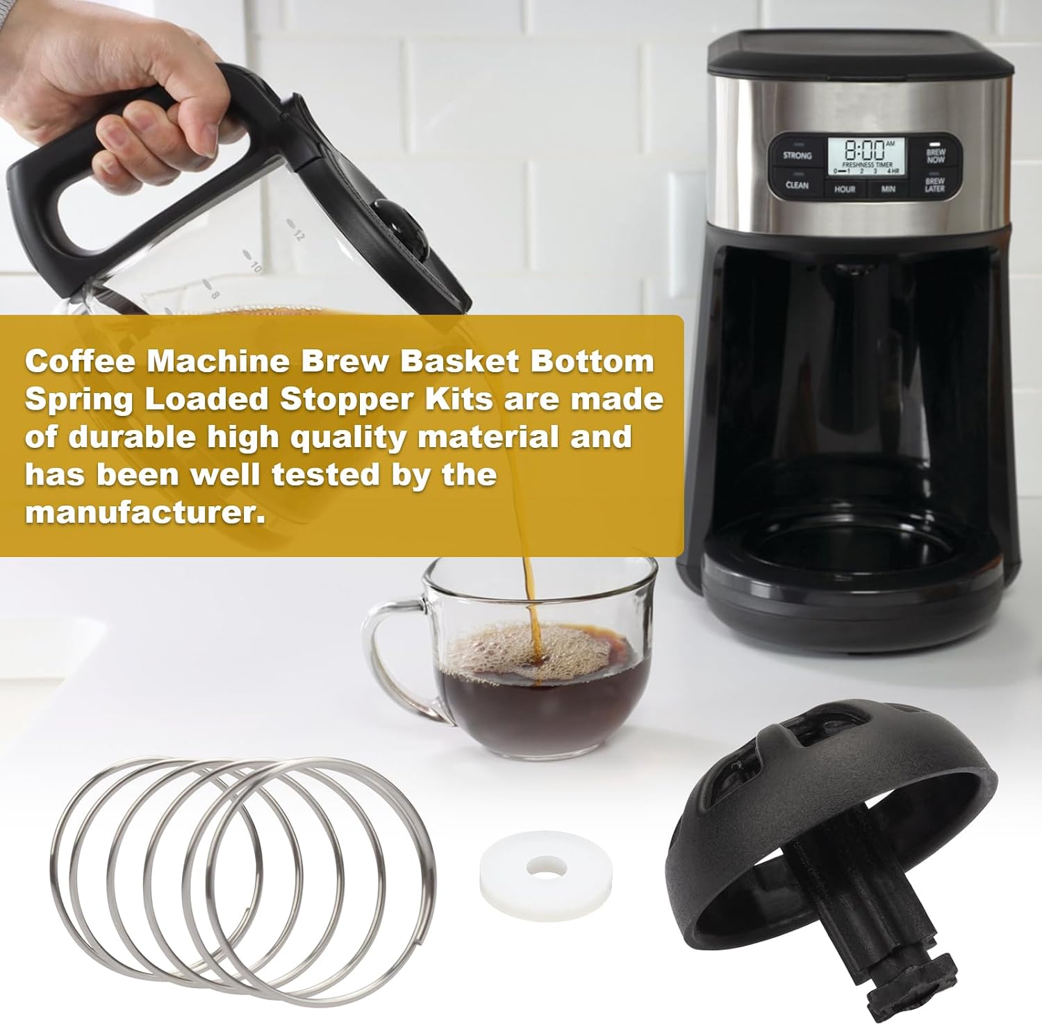 2-Pack Coffee Machine Brew Basket Bottom Spring Loaded Stopper Kits