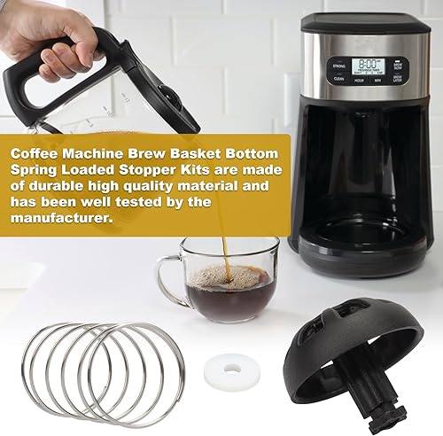 Miniatura 6 de Kit de tapón con resorte inferior para máquina de café, cesta de preparación, repuesto para Mr. Coffee Hamilton, número de piezas 990117900