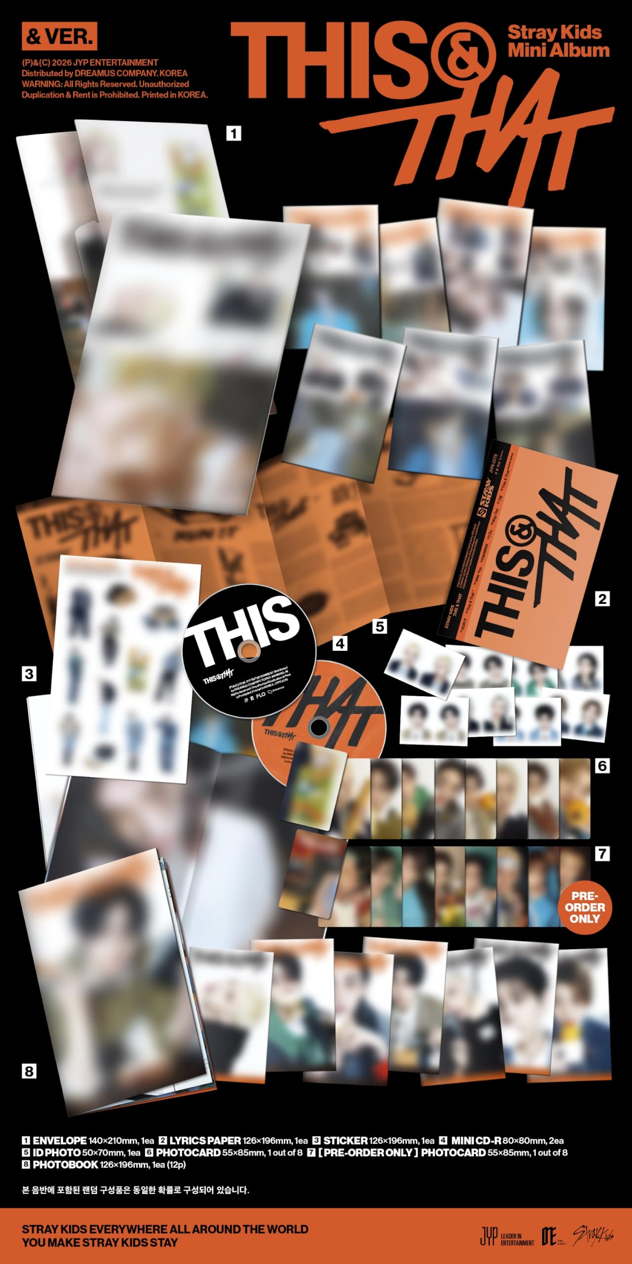 Juego de 3 versiones: 1 álbum estándar + 1 & + 1 fans) SKZ Stray Kids THIS & That 10th Mini Album TNT & T & T