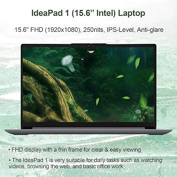 Lenovo IdeaPad 1 Home Laptop, 15.6 FHD Display, Intel Celeron Dual Core Processor, 12GB RAM, 640GB Storage(128GB eMMC + 512GB PCIe), 1 Yr Office 365, Wi-Fi 6, W11H, Additional 1 Yr ADP