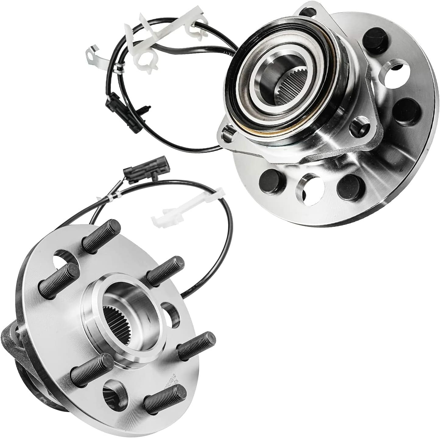 Detroit Axle - Front Wheel Hub and Bearing Assembly w/CV Spindle Nuts Replacement for K1500 K2500 Tahoe Yukon Cadillac Escalade