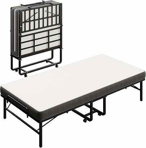 LIKIMIO LKIMIO - Cama plegable portátil de 75 x 38 pulgadas, camas plegables enrollables con colchones para adultos, marco de metal resistente,