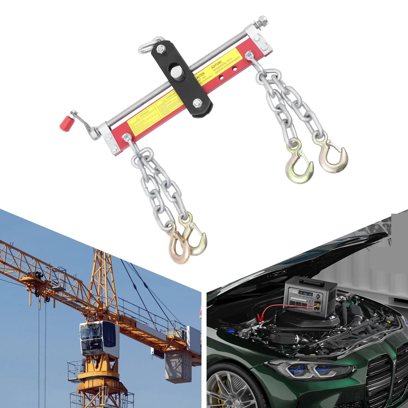 Posizionatore per gru da officina, bilanciatore 900 kg, motore, sollevamento con 4 catene, lunghezza catena 28,5 cm Argani elettrici