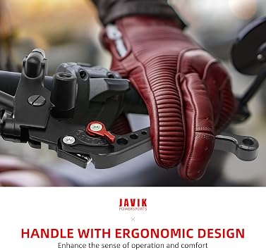 JAVIK Updated Universal Bike 7/8 22mm Handlebar Brake Master Cylinder Clutch Lever Set Compatible with Motorcycle Honda Kawasaki Suzuki Yamaha - Black (Including Left & Right)