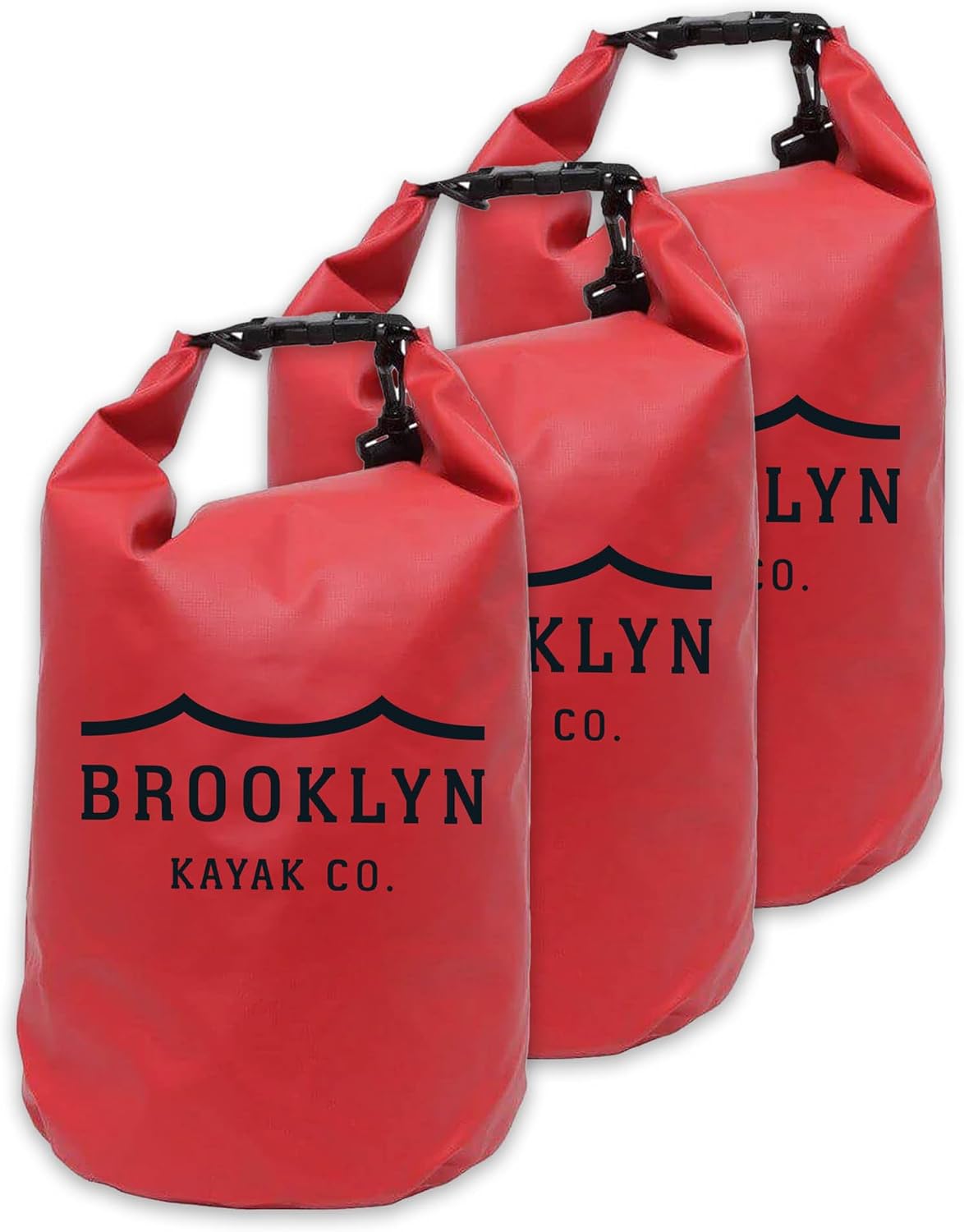 BKC Brooklyn Kayak Company Waterproof Dry Bag - Roll Top Floating Backpack Outdoor Gear Sack for Kayak, Fishing, Beach, Paddle Board, Boating, Camping, Tear Resitant (25 L) - Pack of 3